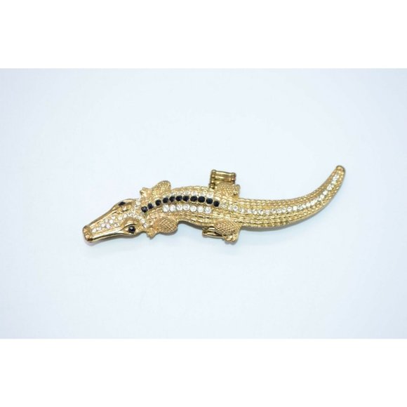 Unbranded Jewelry - Clear Black Rhinestone Alligator Gold Tone Ring